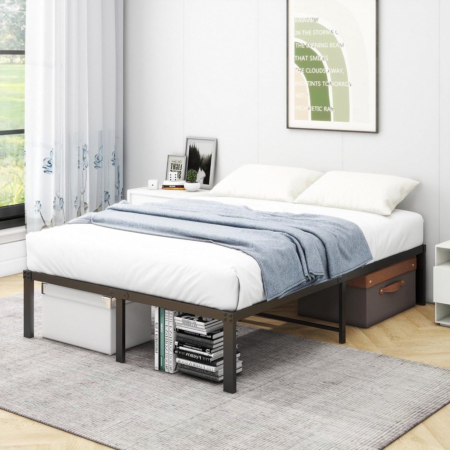 VERFARM 14 Inch Platform Twin Metal Bed Frame.