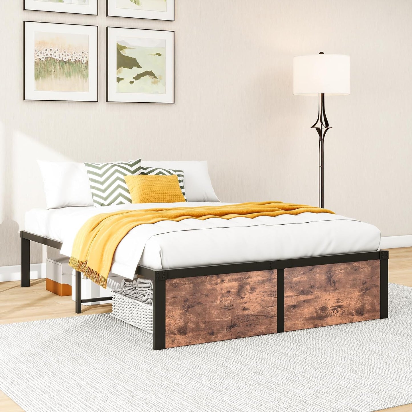 VERFARM 14 Inch Platform Twin Metal Bed Frame.